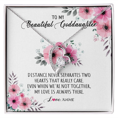 Forever Love Necklace | Personalized To My Goddaughter Necklace From Godmother My Love Is Always There Goddaughter Birthday Graduation Christmas Customized Gift Box Message Card | siriusteestore