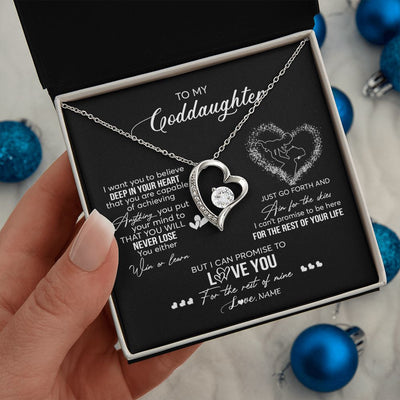 Forever Love Necklace | Personalized To My Goddaughter Necklace From Godmother Promise To Love You Goddaughter Birthday Graduation Christmas Pendant Customized Gift Box Message Card | siriusteestore