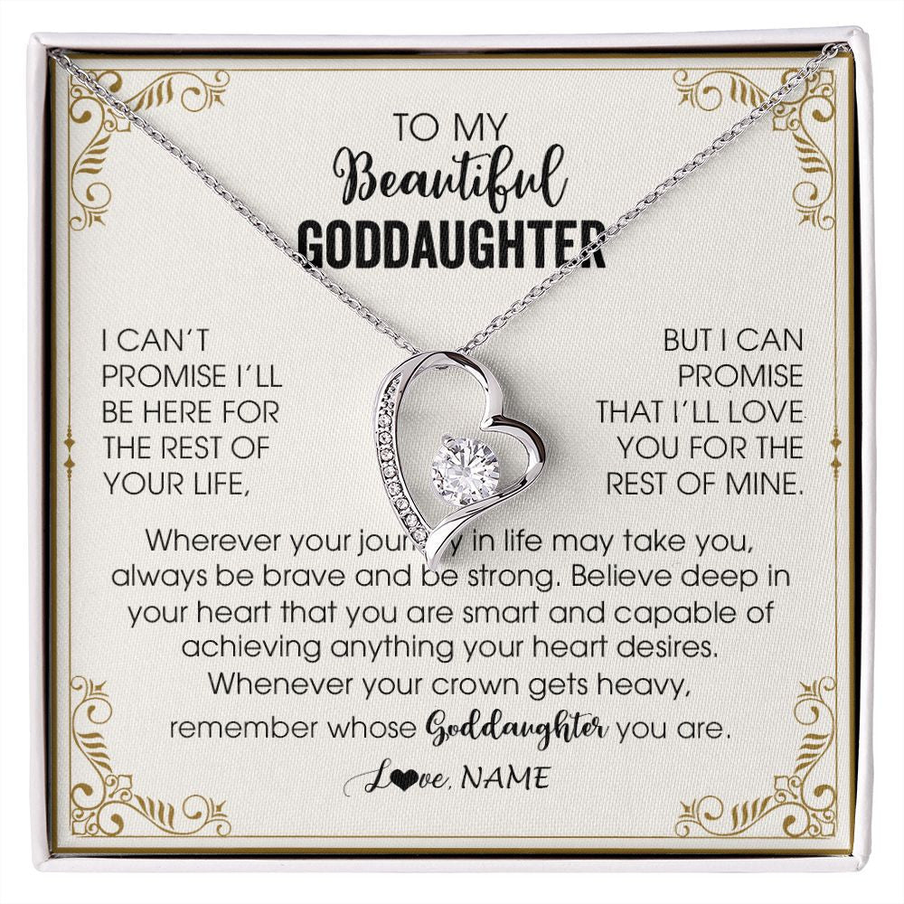 Forever Love Necklace | Personalized To My Goddaughter Necklace From Godmother Wherever Your Journey in Life There Birthday Christmas Graduation Customized Gift Box Message Card | siriusteestore