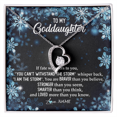 Forever Love Necklace | Personalized To My Goddaughter Necklace From Godmother Whisper Back I Am The Storm Goddaughter Jewelry Birthday Graduation Christmas Customized Message Card | siriusteestore