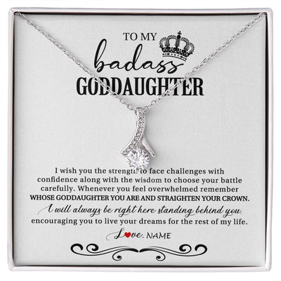 Alluring Beauty Necklace | Personalized To My Goddaughter Necklace From Godmother Wish You The Strength Goddaughter Birthday Graduation Christmas Customized Gift Box Message Card | siriusteestore