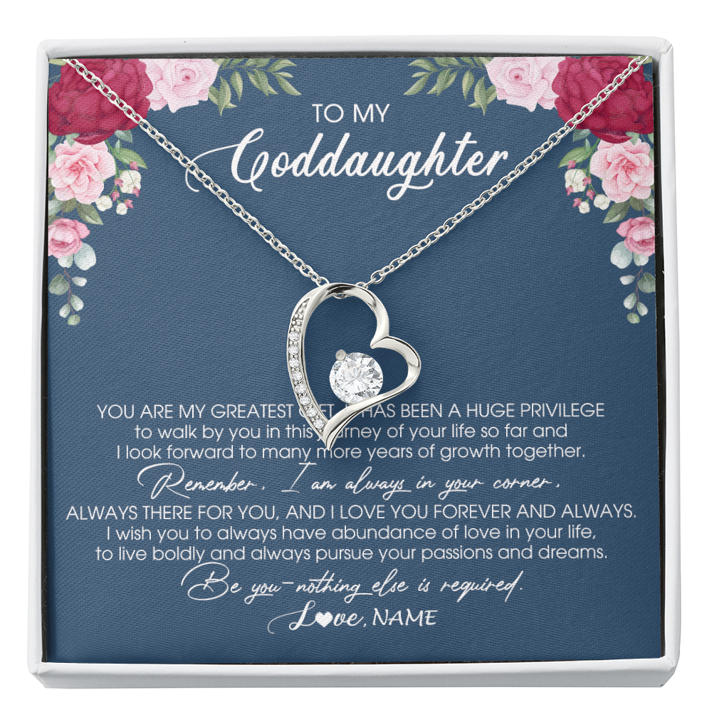 Forever Love Necklace | Personalized To My Goddaughter Necklace From Godmother You Are My Greatest Gift Goddaughter Birthday Christmas Customized Jewelry Gift Box Message Card | siriusteestore