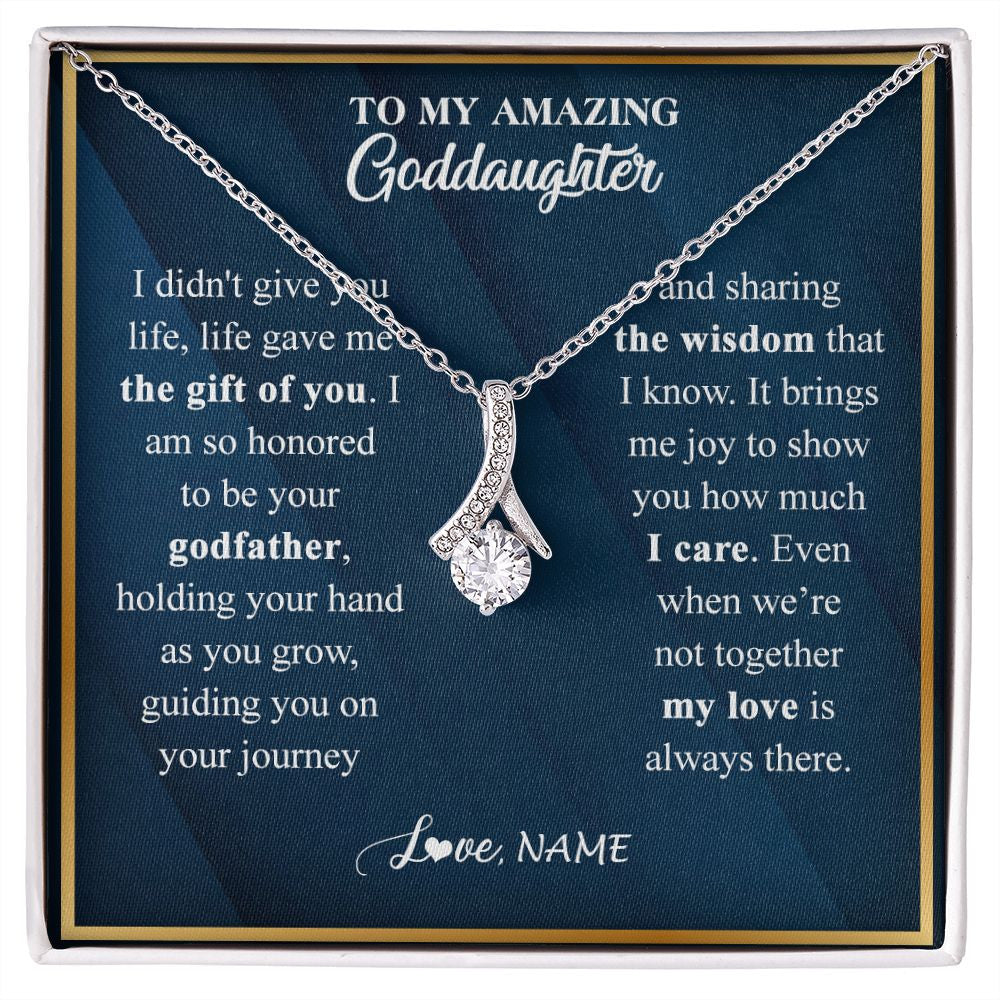 Alluring Beauty Necklace | Personalized To My Goddaughter Necklace from Godfather Life Gave Me The Gift Of You Goddaughter Birthday Graduation Christmas Customized Gift Box Message Card | siriusteestore