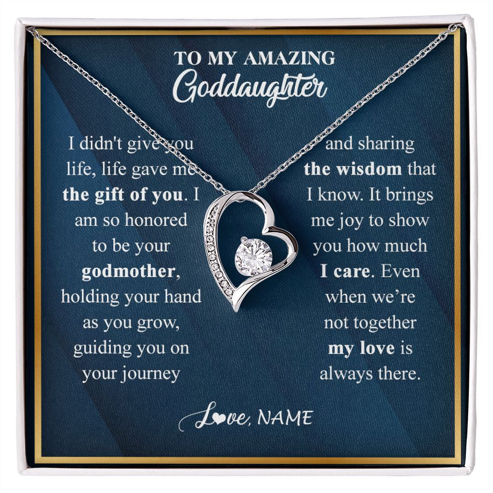 Forever Love Necklace | Personalized To My Goddaughter Necklace from Godmother Life Gave Me The Gift Of You Goddaughter Birthday Graduation Christmas Customized Gift Box Message Card | siriusteestore