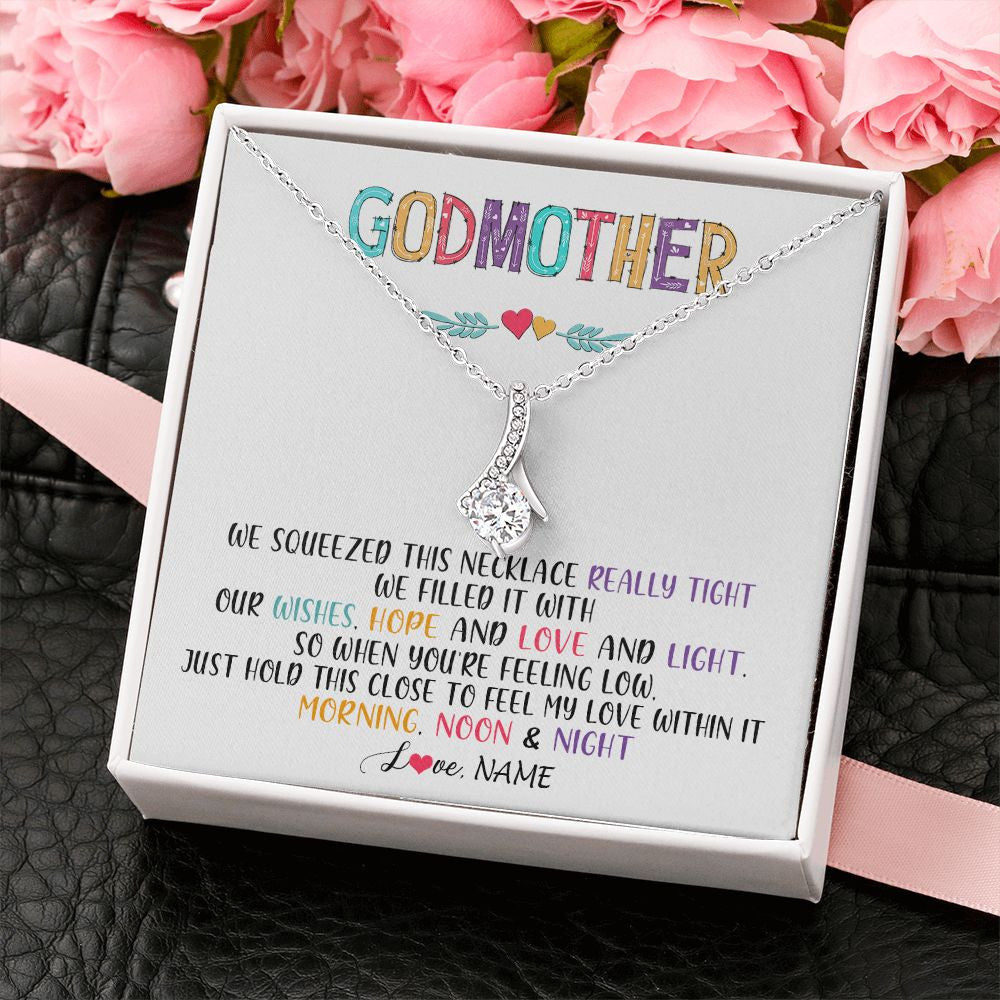 Alluring Beauty Necklace | Personalized To My Godmother Necklace From Niece We Squeezed This Necklace Godmother Birthday Mothers Day Christmas Customized Gift Box Message Card | siriusteestore
