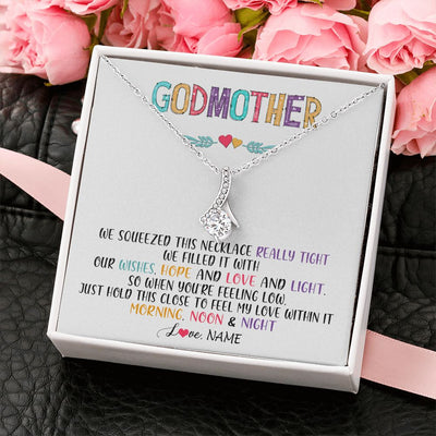Alluring Beauty Necklace | Personalized To My Godmother Necklace From Niece We Squeezed This Necklace Godmother Birthday Mothers Day Christmas Customized Gift Box Message Card | siriusteestore