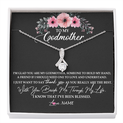 Alluring Beauty Necklace | Personalized To My Godmother Necklace from Goddaughter Im Glad You Are My Godmother Birthday Mothers Day Thanksgiving Christmas Customized Gift Message Card | siriusteestore
