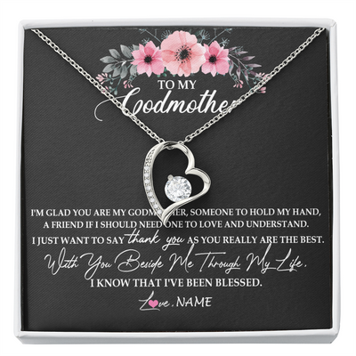 Forever Love Necklace | Personalized To My Godmother Necklace from Goddaughter Im Glad You Are My Godmother Birthday Mothers Day Thanksgiving Christmas Customized Gift Message Card | siriusteestore