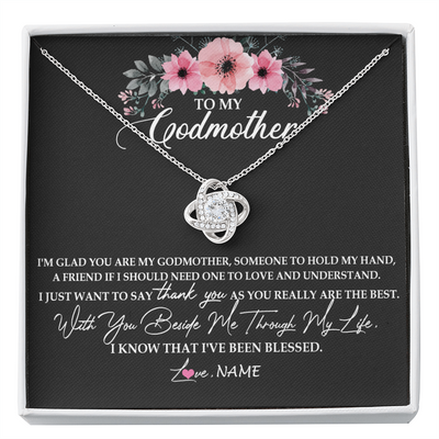 Love Knot Necklace | Personalized To My Godmother Necklace from Goddaughter Im Glad You Are My Godmother Birthday Mothers Day Thanksgiving Christmas Customized Gift Message Card | siriusteestore