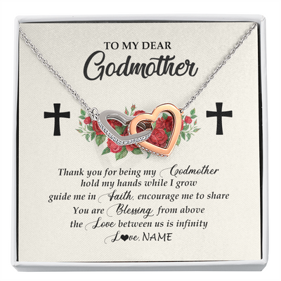 Interlocking Hearts Necklace | Personalized To My Godmother Necklace from Goddaughter Thank you For Begin My Goddaughter Birthday Mothers Day Thanksgiving Christmas Customized Message Card | siriusteestore