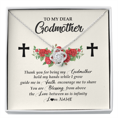 Love Knot Necklace | Personalized To My Godmother Necklace from Goddaughter Thank you For Begin My Goddaughter Birthday Mothers Day Thanksgiving Christmas Customized Message Card | siriusteestore