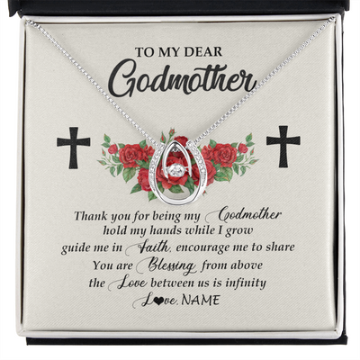 Lucky In Love Necklace | Personalized To My Godmother Necklace from Goddaughter Thank you For Begin My Goddaughter Birthday Mothers Day Thanksgiving Christmas Customized Message Card | siriusteestore