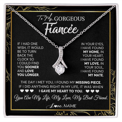 Alluring Beauty Necklace | Personalized To My Gorgeous Fiancee Necklace From Fiance My Life My Love Future Wife Birthday Valentines Day Christmas Customized Gift Box Message Card | siriusteestore