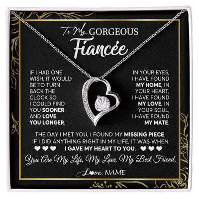 Forever Love Necklace | Personalized To My Gorgeous Fiancee Necklace From Fiance My Life My Love Future Wife Birthday Valentines Day Christmas Customized Gift Box Message Card | siriusteestore