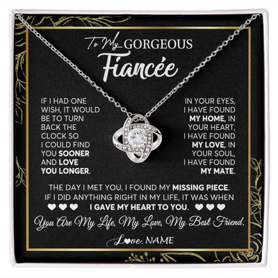 Love Knot Necklace | Personalized To My Gorgeous Fiancee Necklace From Fiance My Life My Love Future Wife Birthday Valentines Day Christmas Customized Gift Box Message Card | siriusteestore