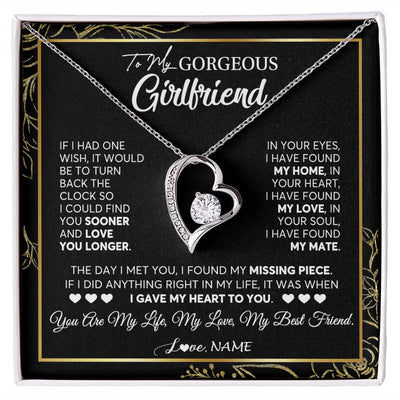 Forever Love Necklace | Personalized To My Gorgeous Girlfriend Necklace From Boyfriend My Life My Love Girlfriend Birthday Anniversary Valentines Day Customized Gift Box Message Card | siriusteestore