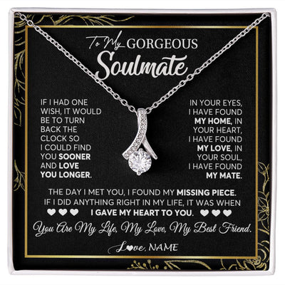 Alluring Beauty Necklace | Personalized To My Gorgeous Soulmate Necklace From Husband My Life My Love Wife Birthday Wedding Valentines Day Christmas Customized Gift Box Message Card | siriusteestore