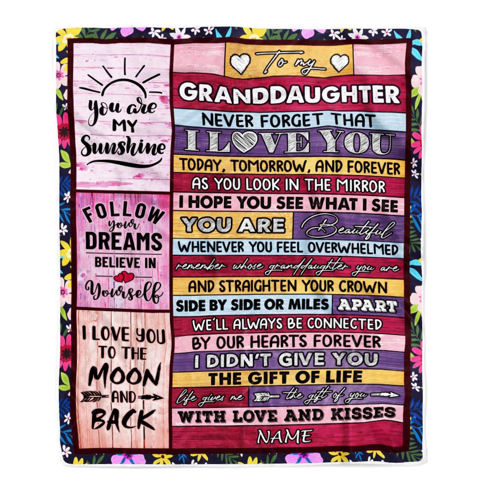 Personalized To My Granddaughter Blanket From Grandma Wood You Are Beautiful Granddaughter Birthday Graduation Christmas Customized Bed Fleece Throw Blanket | siriusteestore