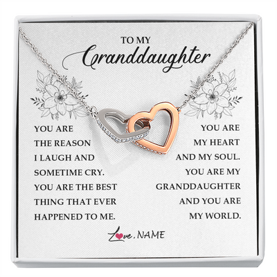 Interlocking Hearts Necklace | Personalized To My Granddaughter From Grandma You Are My Heart My And My Sould Granddaughter Jewelry Birthday Christmas Customized Gift Box Message Card | siriusteestore
