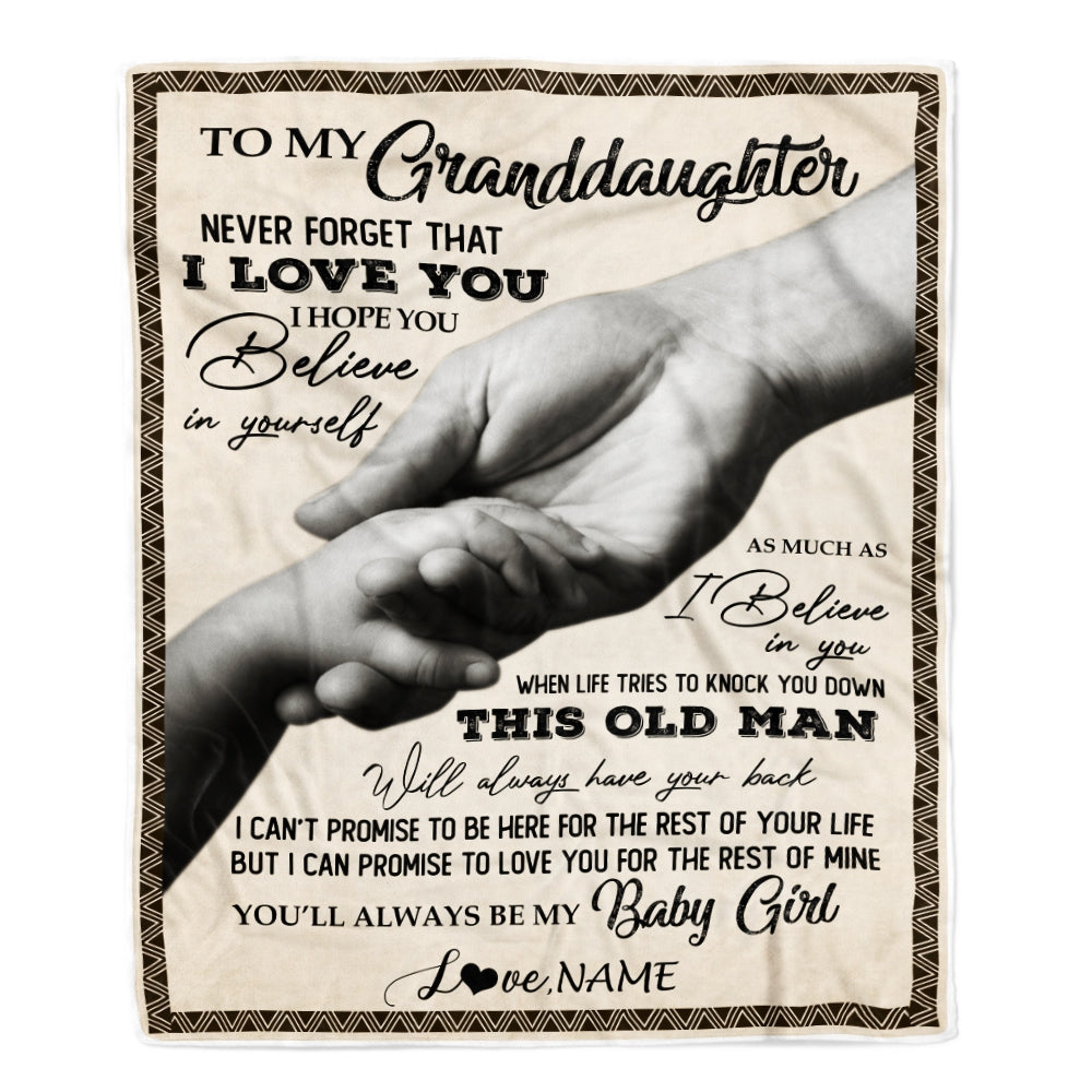 Personalized To My Granddaughter From Grandpa Papa Never Forget That I Love You Great Birthday Graduation Christmas Bed Quilt Fleece Throw Blanket | siriusteestore