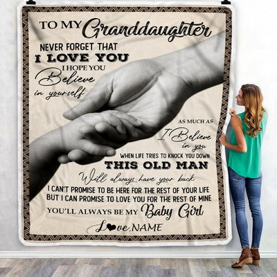 Personalized To My Granddaughter From Grandpa Papa Never Forget That I Love You Great Birthday Graduation Christmas Bed Quilt Fleece Throw Blanket | siriusteestore