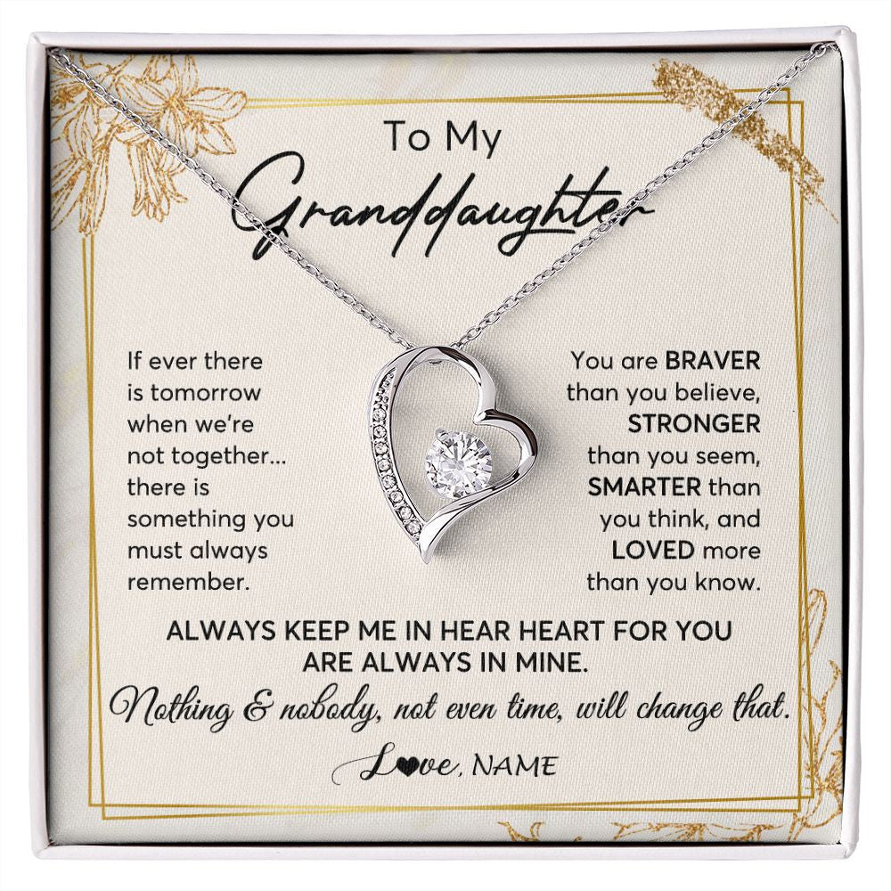 Forever Love Necklace | Personalized To My Granddaughter Necklace From Grandma Always Keep Me In Your Heart Granddaughter Birthday Graduation Christmas Customized Gift Box Message Card | siriusteestore