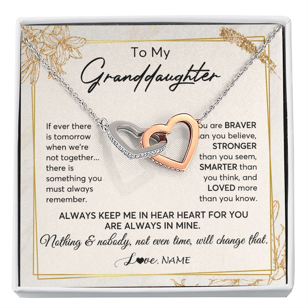 Interlocking Hearts Necklace | Personalized To My Granddaughter Necklace From Grandma Always Keep Me In Your Heart Granddaughter Birthday Graduation Christmas Customized Gift Box Message Card | siriusteestore