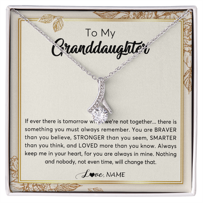 Alluring Beauty Necklace | Personalized To My Granddaughter Necklace From Grandma Braver Stronger Smarter Loved Granddaughter Jewelry Birthday Christmas Customized Gift Box Message Card | siriusteestore
