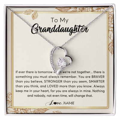 Forever Love Necklace | Personalized To My Granddaughter Necklace From Grandma Braver Stronger Smarter Loved Granddaughter Jewelry Birthday Christmas Customized Gift Box Message Card | siriusteestore