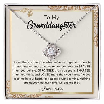 Love Knot Necklace | Personalized To My Granddaughter Necklace From Grandma Braver Stronger Smarter Loved Granddaughter Jewelry Birthday Christmas Customized Gift Box Message Card | siriusteestore