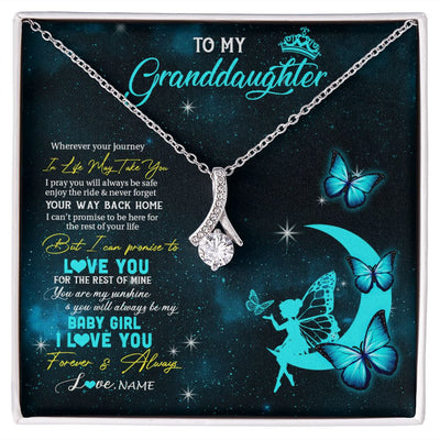 Alluring Beauty Necklace | Personalized To My Granddaughter Necklace From Grandma Fairy Silhouette Fantasy Moon Granddaughter Birthday Christmas Customized Gift Box Message Card | siriusteestore