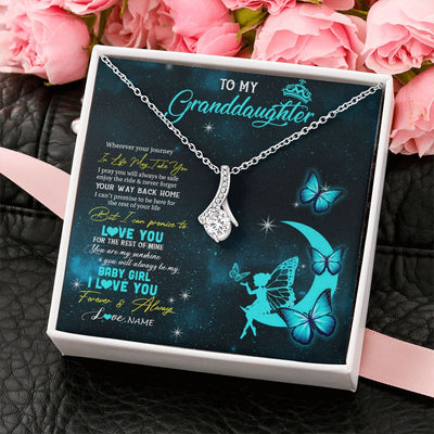 Alluring Beauty Necklace | Personalized To My Granddaughter Necklace From Grandma Fairy Silhouette Fantasy Moon Granddaughter Birthday Christmas Customized Gift Box Message Card | siriusteestore
