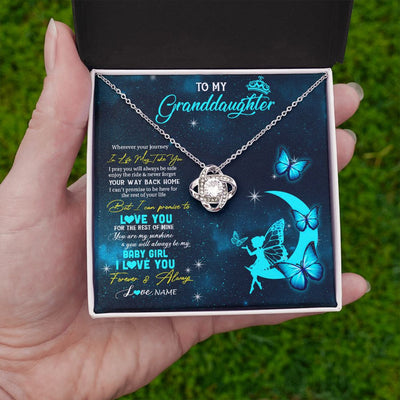 Love Knot Necklace | Personalized To My Granddaughter Necklace From Grandma Fairy Silhouette Fantasy Moon Granddaughter Birthday Christmas Customized Gift Box Message Card | siriusteestore