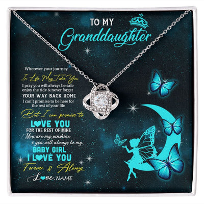 Love Knot Necklace | Personalized To My Granddaughter Necklace From Grandma Fairy Silhouette Fantasy Moon Granddaughter Birthday Christmas Customized Gift Box Message Card | siriusteestore