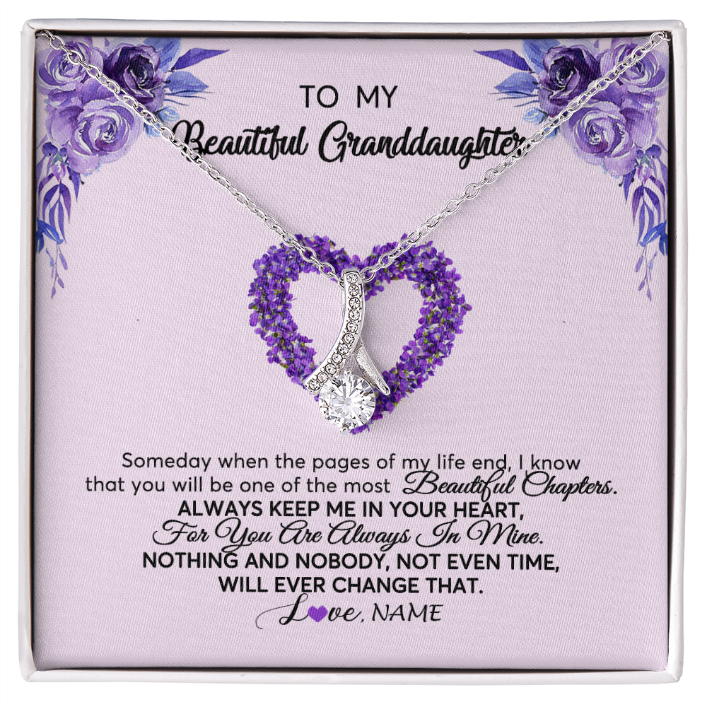 Alluring Beauty Necklace | Personalized To My Granddaughter Necklace From Grandma Flower Flower Always Keep Me In Your Heart Granddaughter Birthday Customized Gift Box Message Card | siriusteestore