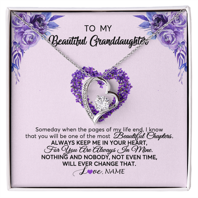 Forever Love Necklace | Personalized To My Granddaughter Necklace From Grandma Flower Flower Always Keep Me In Your Heart Granddaughter Birthday Customized Gift Box Message Card | siriusteestore
