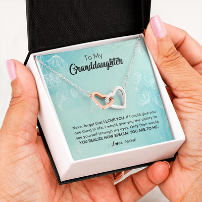 Interlocking Hearts Necklace | Personalized To My Granddaughter Necklace From Grandma Flower Never Forget I Love You Granddaughter Jewelry Graduation Birthday Customized Gift Box Message Card | siriusteestore