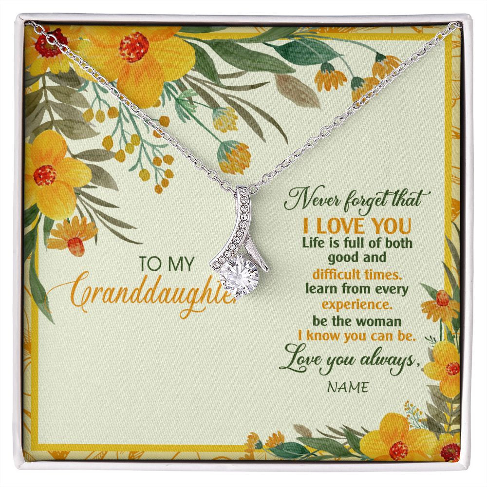 Alluring Beauty Necklace | Personalized To My Granddaughter Necklace From Grandma Flower Never Forget That I Love You Granddaughter Birthday Christmas Customized Gift Box Message Card | siriusteestore