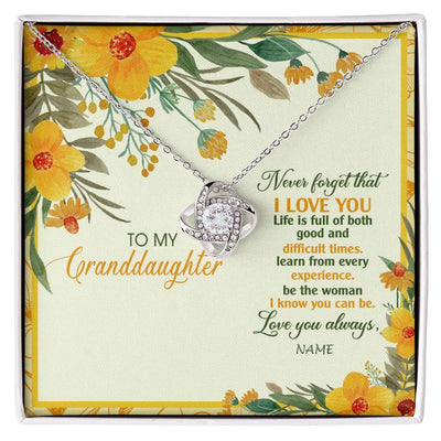 Love Knot Necklace | Personalized To My Granddaughter Necklace From Grandma Flower Never Forget That I Love You Granddaughter Birthday Christmas Customized Gift Box Message Card | siriusteestore
