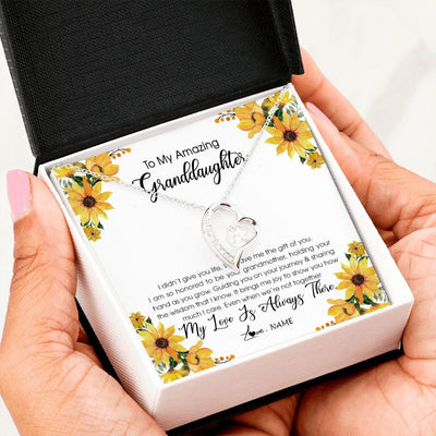 Forever Love Necklace | Personalized To My Granddaughter Necklace From Grandma Grandmother My Love Is Always There Granddaughter Birthday Christmas Customized Gift Box Message Card | siriusteestore