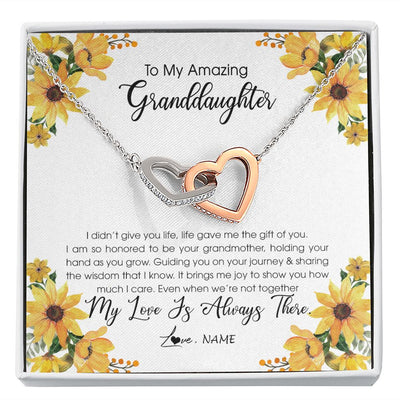 Interlocking Hearts Necklace | Personalized To My Granddaughter Necklace From Grandma Grandmother My Love Is Always There Granddaughter Birthday Christmas Customized Gift Box Message Card | siriusteestore