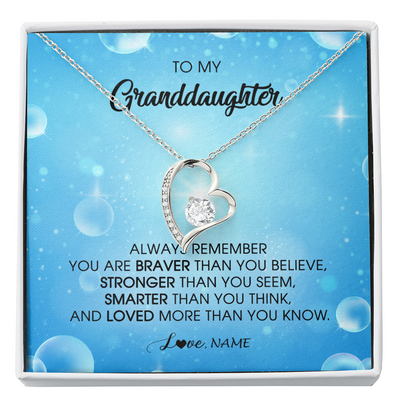 Forever Love Necklace | Personalized To My Granddaughter Necklace From Grandma Grandpa Always Remember You Are Braver Granddaughter Jewelry Birthday Christmas Customized Message Card | siriusteestore