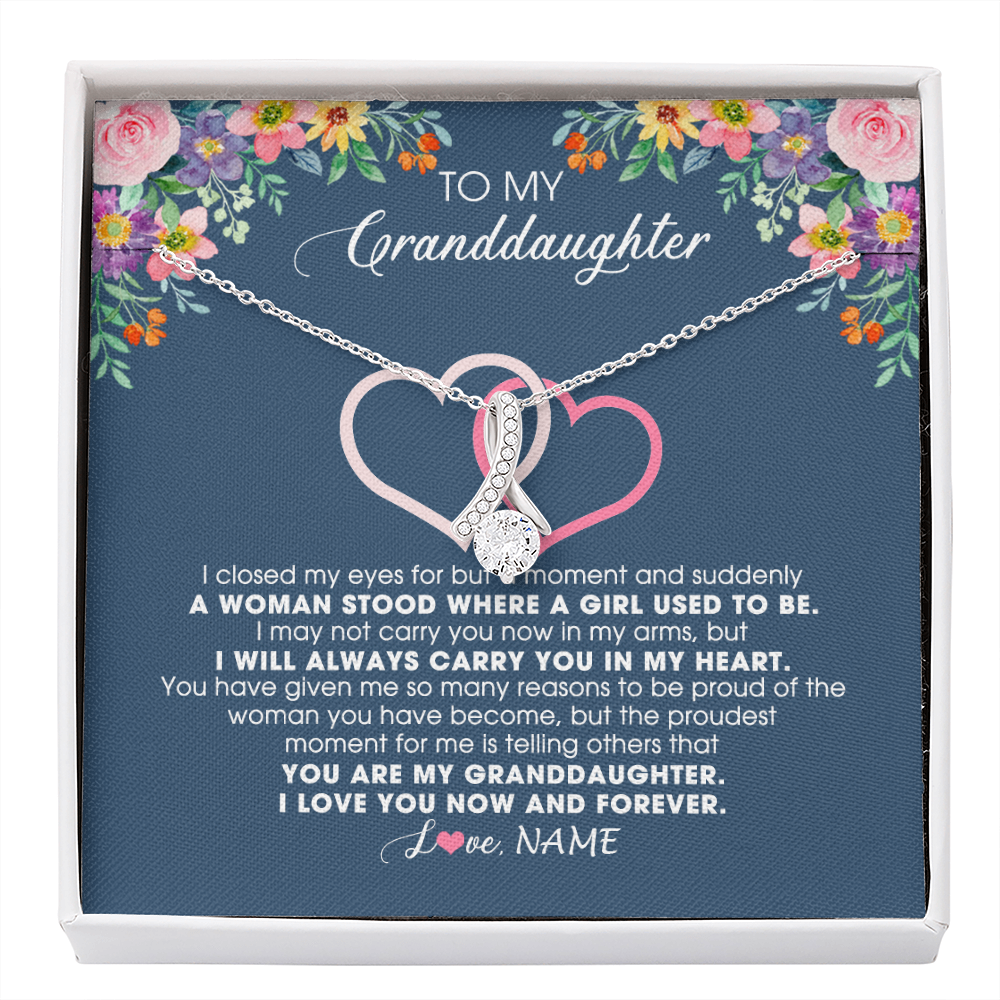 Alluring Beauty Necklace | Personalized To My Granddaughter Necklace From Grandma Grandpa I Love You Now And Forever Jewelry For Granddaughter Birthday Christmas Customized Message Card | siriusteestore