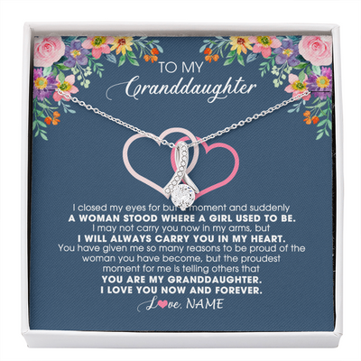 Alluring Beauty Necklace | Personalized To My Granddaughter Necklace From Grandma Grandpa I Love You Now And Forever Jewelry For Granddaughter Birthday Christmas Customized Message Card | siriusteestore