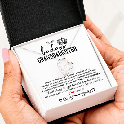 Forever Love Necklace | Personalized To My Granddaughter Necklace From Grandma Grandpa Nana Wish You The Strength Granddaughter Birthday Christmas Customized Gift Box Message Card | siriusteestore