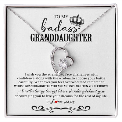 Forever Love Necklace | Personalized To My Granddaughter Necklace From Grandma Grandpa Nana Wish You The Strength Granddaughter Birthday Christmas Customized Gift Box Message Card | siriusteestore