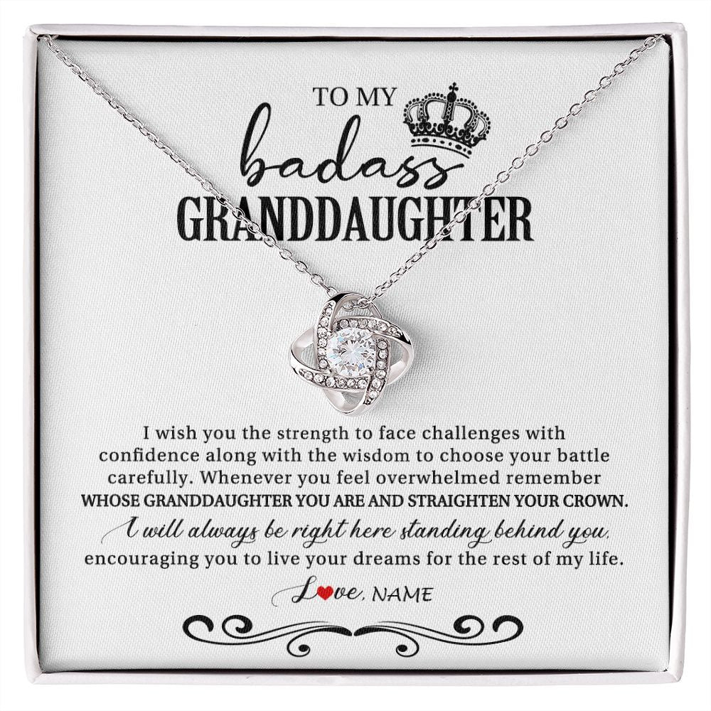 Love Knot Necklace | Personalized To My Granddaughter Necklace From Grandma Grandpa Nana Wish You The Strength Granddaughter Birthday Christmas Customized Gift Box Message Card | siriusteestore