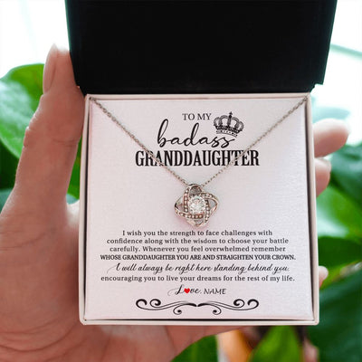 Love Knot Necklace | Personalized To My Granddaughter Necklace From Grandma Grandpa Nana Wish You The Strength Granddaughter Birthday Christmas Customized Gift Box Message Card | siriusteestore
