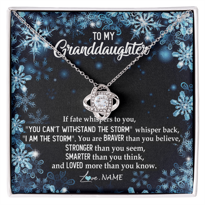 Love Knot Necklace | Personalized To My Granddaughter Necklace From Grandma Grandpa Whisper Back I Am The Storm Granddaughter Jewelry Birthday Christmas Customized Message Card | siriusteestore