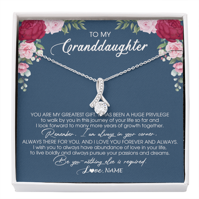 Alluring Beauty Necklace | Personalized To My Granddaughter Necklace From Grandma Grandpa You Are My Greatest Gift Granddaughter Birthday Customized Jewelry Gift Box Message Card | siriusteestore